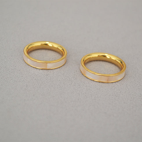 Morther Of Pearl Gold Rings - Zafari Studio Jewelry