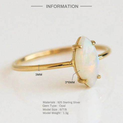Dainty Natural Opal Ring - Zafari Studio Jewelry