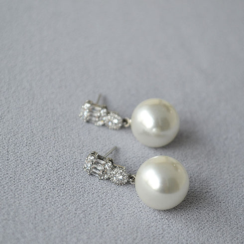Swarovski Pearl & Zirconia Drop Earrings - Zafari Studio Jewelry