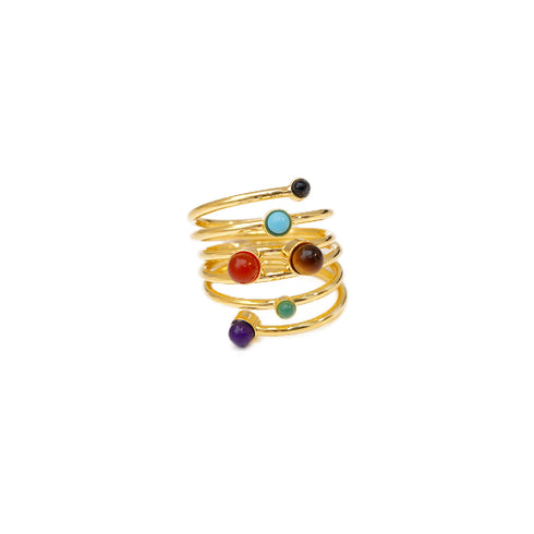 Twisted Gemstone Layered Ring - Zafari Studio Jewelry
