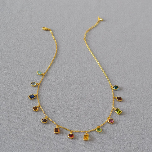 Colorful Cubic Zirconia Necklace - Zafari Studio Jewelry