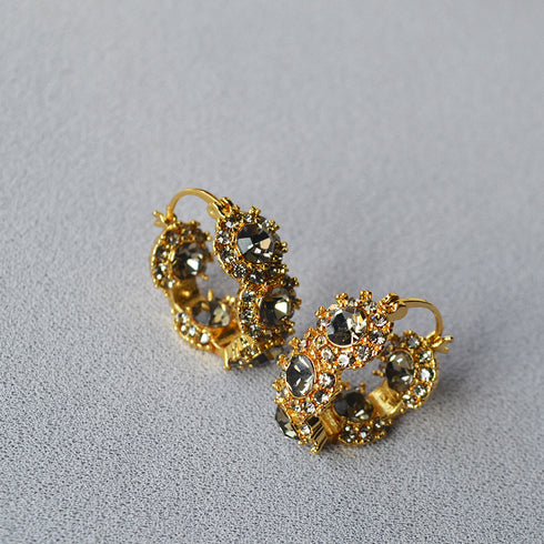 Crystal Flower Hoop Earrings - Earrings | ZAFARI Studio Jewelry