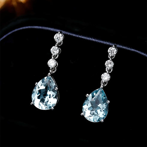 Aquamarine Drop Zirconia Earrings