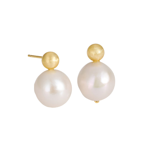 Gold Bean Baroque Pearl Earrings - Zafari Studio Jewelry