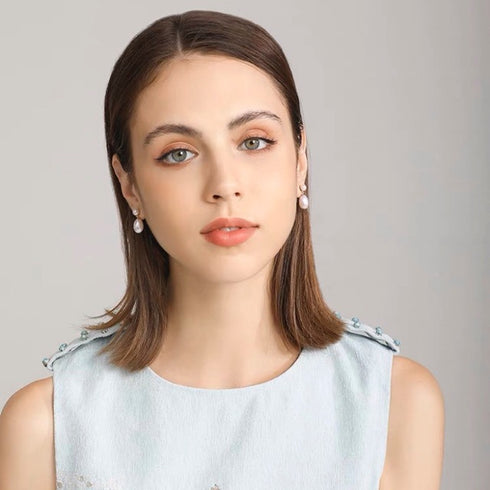 Oval Pearl Drop Earrings 18K Gold Vermeil - Zafari Studio Jewelry