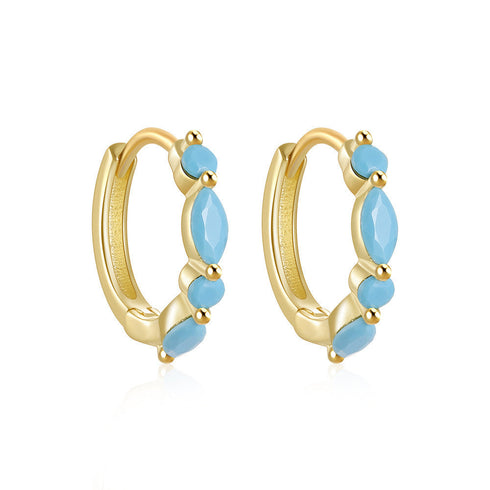 Stones CZ Hoop Earrings - Zafari Studio Jewelry