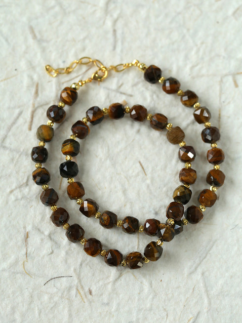Multicolor Crystals Tiger Eye Stones Necklace - Zafari Studio Jewelry