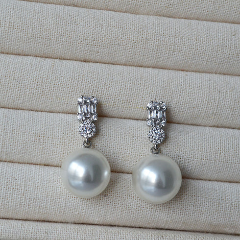 Swarovski Pearl & Zirconia Drop Earrings - Zafari Studio Jewelry