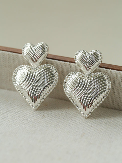 Dual Heart Ear Stud Earrings - Zafari Studio Jewelry