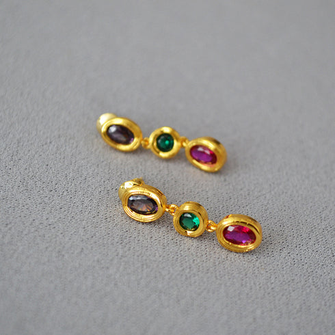 Multicolor Stones Drop Earrings - Zafari Studio Jewelry