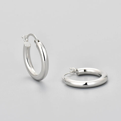 Glossy Hoops Earrings Sterling Silver - Zafari Studio Jewelry