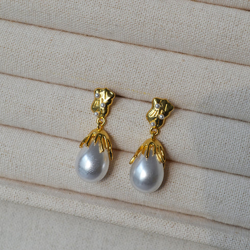 Teardrop Pearl Drop Earrings