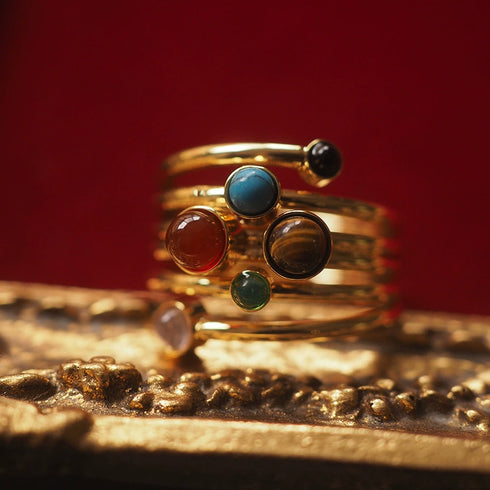 Twisted Gemstone Layered Ring - Zafari Studio Jewelry