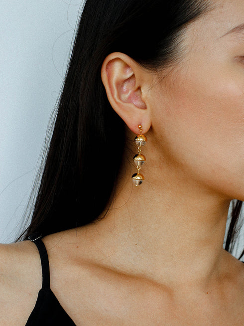 Aquamarine and White Crystal Long Earrings - Zafari Studio Jewelry