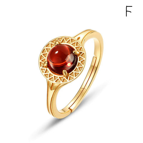 Natural Garnet Ring Open Closure - Zafari Studio Jewelry