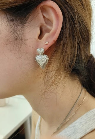 Dual Heart Ear Stud Earrings - Zafari Studio Jewelry