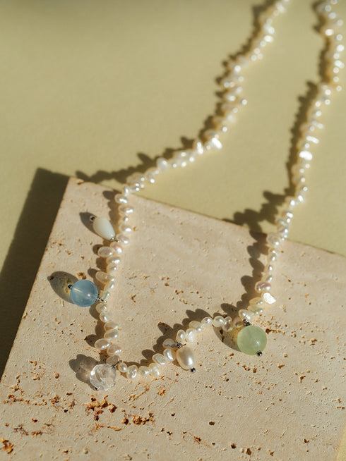 Freshwater Pearls Beaded Crystal Multi-Pendant Necklace - Zafari Studio Jewelry