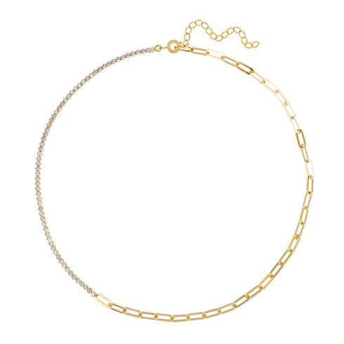 Spliced Chain Zirconia Necklace - Zafari Studio Jewelry