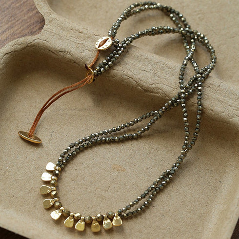 Black Natural Stones Stack Necklace - Zafari Studio Jewelry