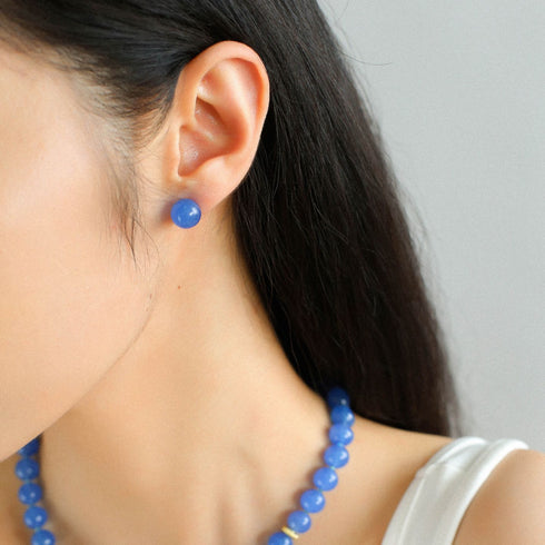 Crystal Amethyst Blue Agate Earrings - Zafari Studio Jewelry