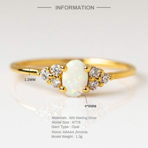 Oval Opal Zirconia Ring - Zafari Studio Jewelry