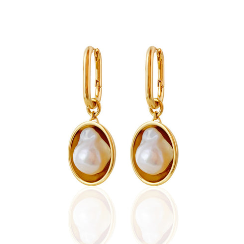 Baroque Pearl Gold Earrings - Zafari Studio Jewelry