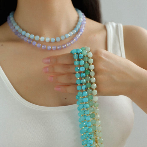 Multicolor Crystals Tiger Eye Stones Necklace - Zafari Studio Jewelry