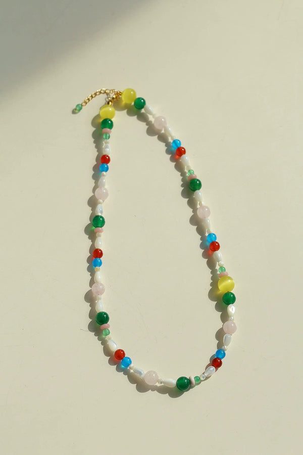 Dopamine Colorful Agate Cat's Eye Beaded Necklace - Zafari Studio Jewelry