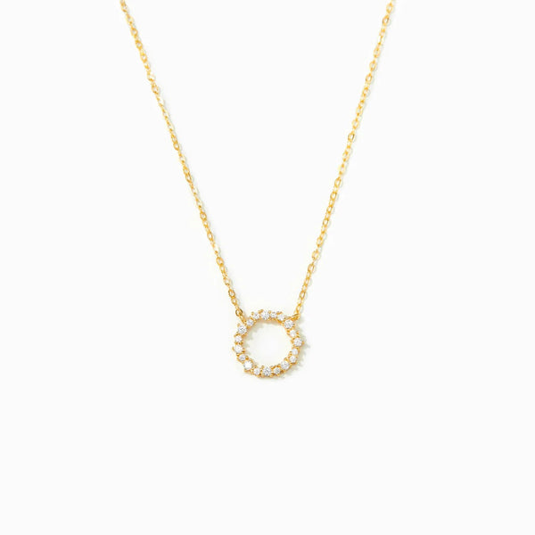 Zircon Circle Pendant Necklace Gold Vermeil - Necklaces | ZAFARI Studio Jewelry