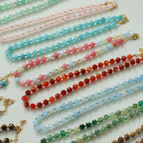 Multicolor Crystals Tiger Eye Stones Necklace - Zafari Studio Jewelry