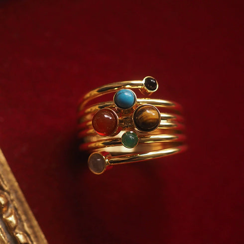 Twisted Gemstone Layered Ring - Zafari Studio Jewelry