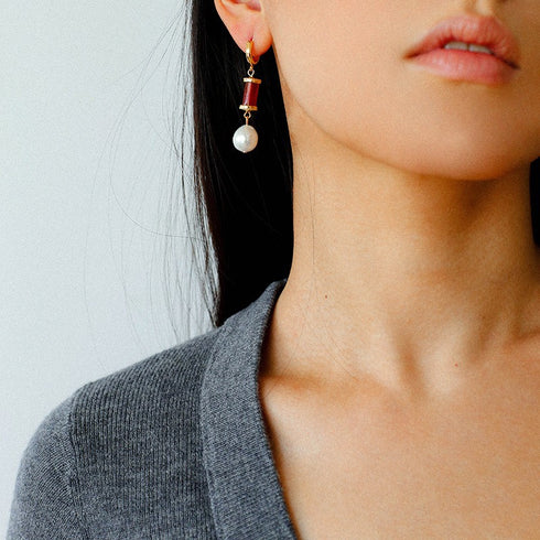 Star Pearl, Black Agate Stud Earrings (Copy) - Earrings | ZAFARI Studio Jewelry