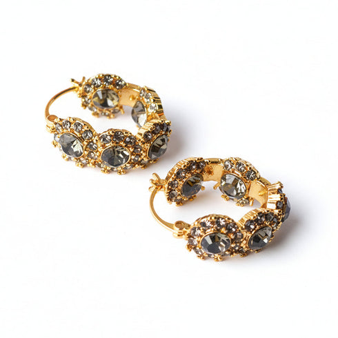 Crystal Flower Hoop Earrings - Earrings | ZAFARI Studio Jewelry