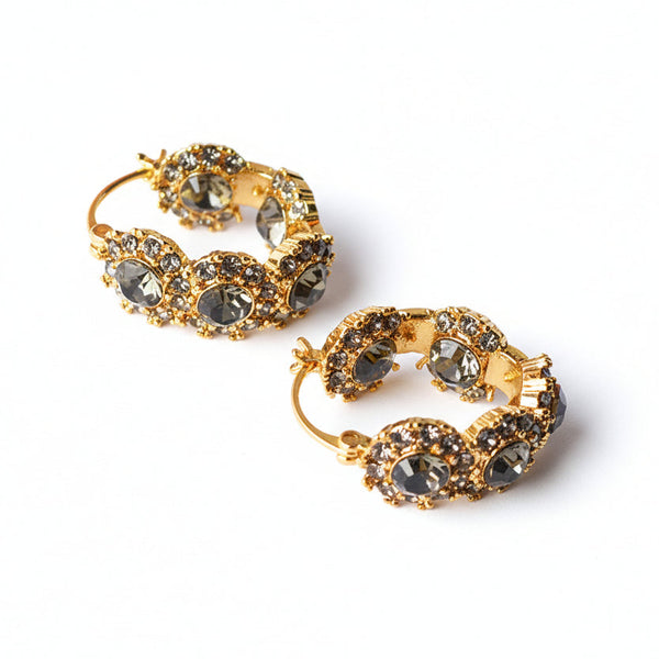 Crystal Flower Hoop Earrings - Earrings | ZAFARI Studio Jewelry