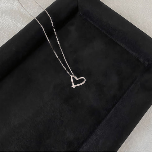 Open Heart Zirconia Pendant Necklace