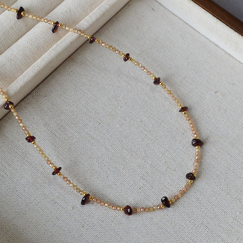 Amethyst Garnet Beaded Necklace - Zafari Studio Jewelry