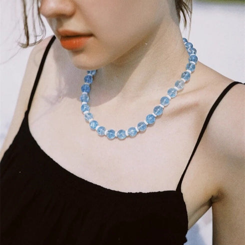 Blue Crystal Magnetic Clasp Necklace - Zafari Studio Jewelry