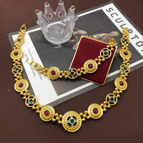 Vintage Crystal Coin Necklace Bracelet and Earrings ( Purchase Individually) - Zafari Studio Jewelry