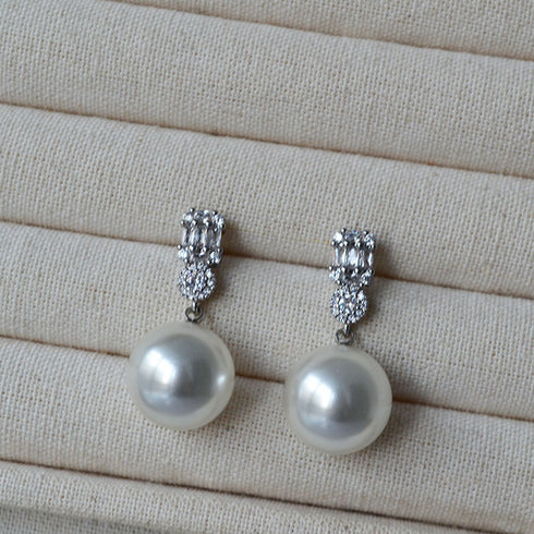 Swarovski Pearl & Zirconia Drop Earrings - Zafari Studio Jewelry