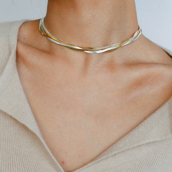 Mixed Metal Snake Chain Necklace