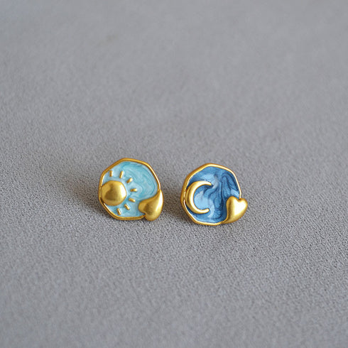 Starry Sky Sun and Moon Earrings - Zafari Studio Jewelry