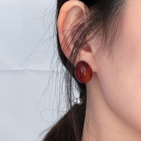 Oval Agate Stud Earrings