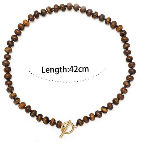 Tiger Eyes Stone Beaded Necklace - Zafari Studio Jewelry