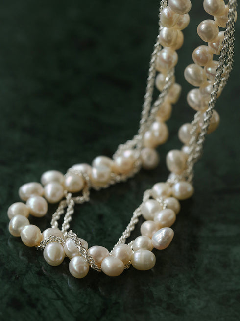 Twisted Freshwater Pearl Chain Necklace