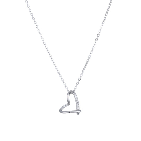 Open Heart Zirconia Pendant Necklace