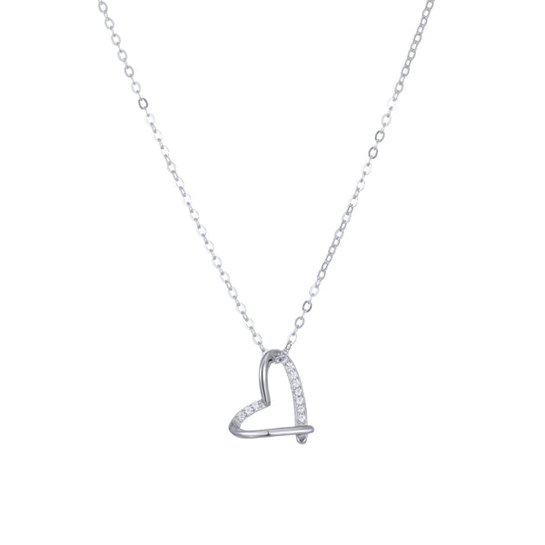 Open Heart Zirconia Pendant Necklace