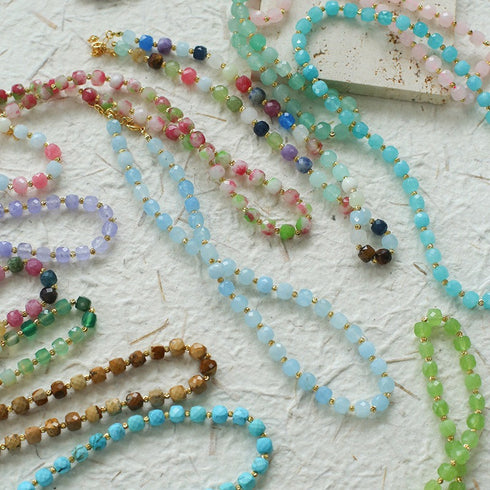 Multicolor Crystals Tiger Eye Stones Necklace - Zafari Studio Jewelry