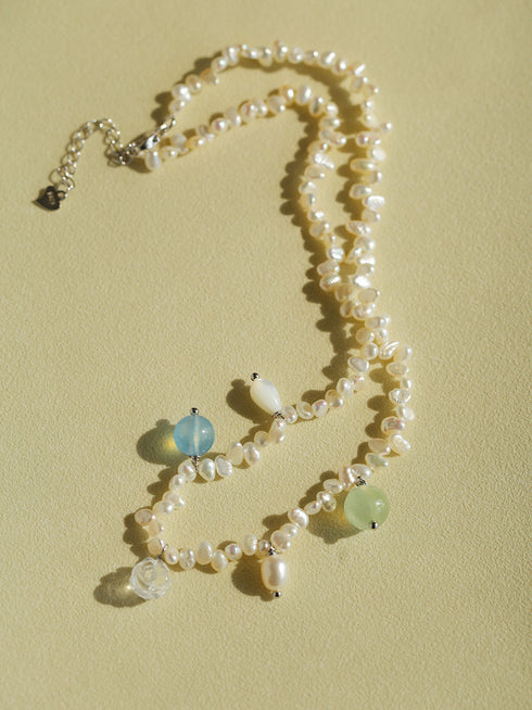Freshwater Pearls Beaded Crystal Multi-Pendant Necklace - Zafari Studio Jewelry