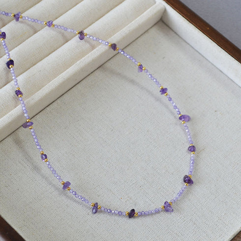 Amethyst Garnet Beaded Necklace - Zafari Studio Jewelry