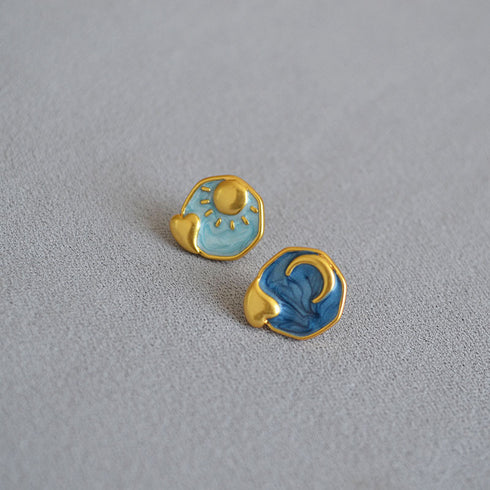 Starry Sky Sun and Moon Earrings - Zafari Studio Jewelry